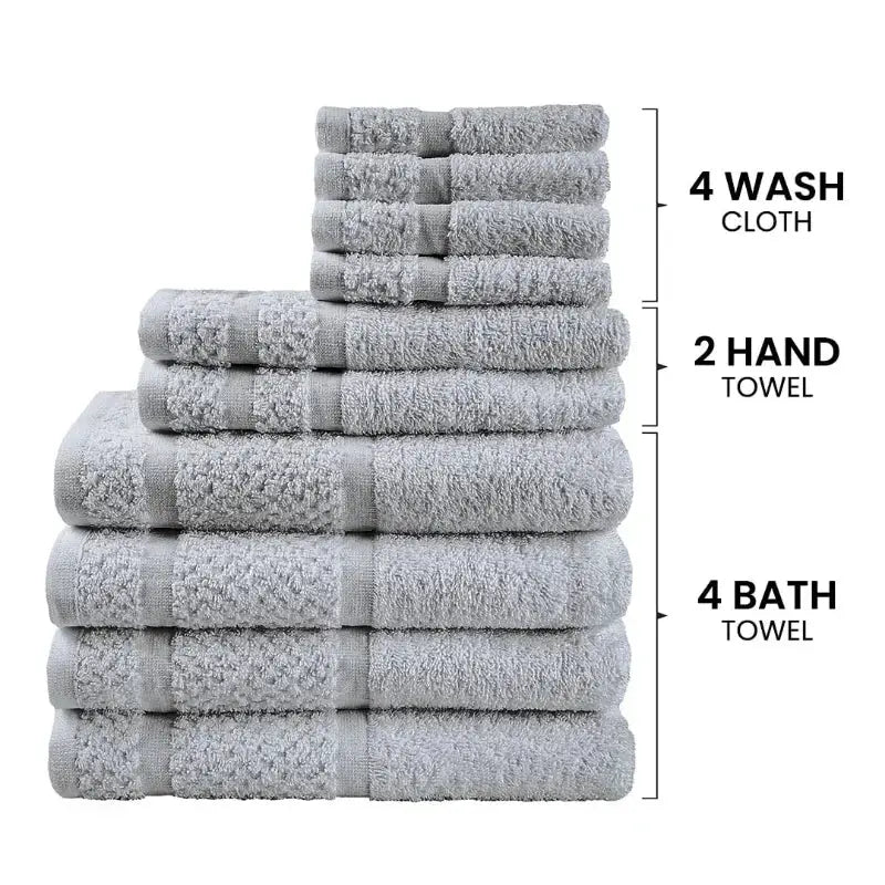 10 Piece Towel Set with Upgraded Softness & Durability, Grey from PriceLows™