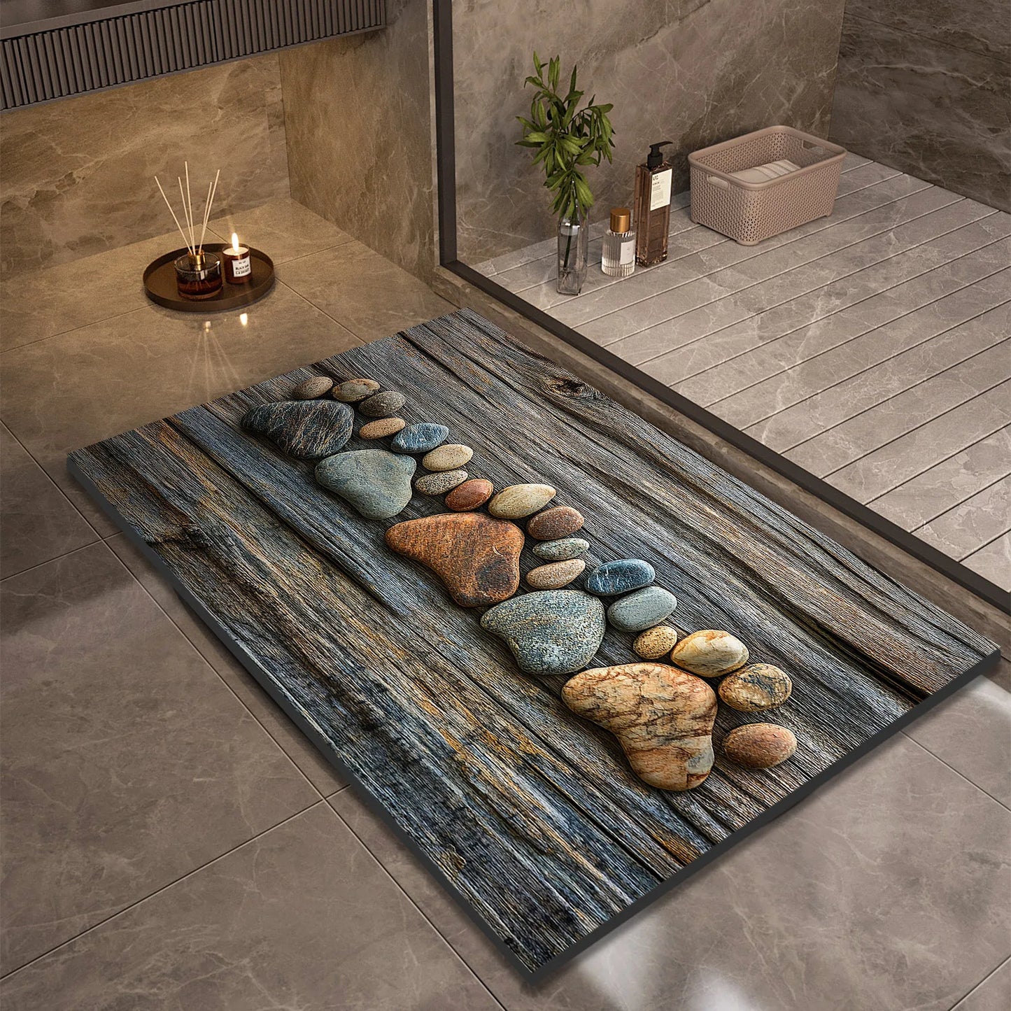 Stone Design Diatomite Bath Mat Bathroom Non-slip Shower Foot Mats Absorbent Quick Dry Toilet Rugs Carpet Doormat Washable from PriceLows™