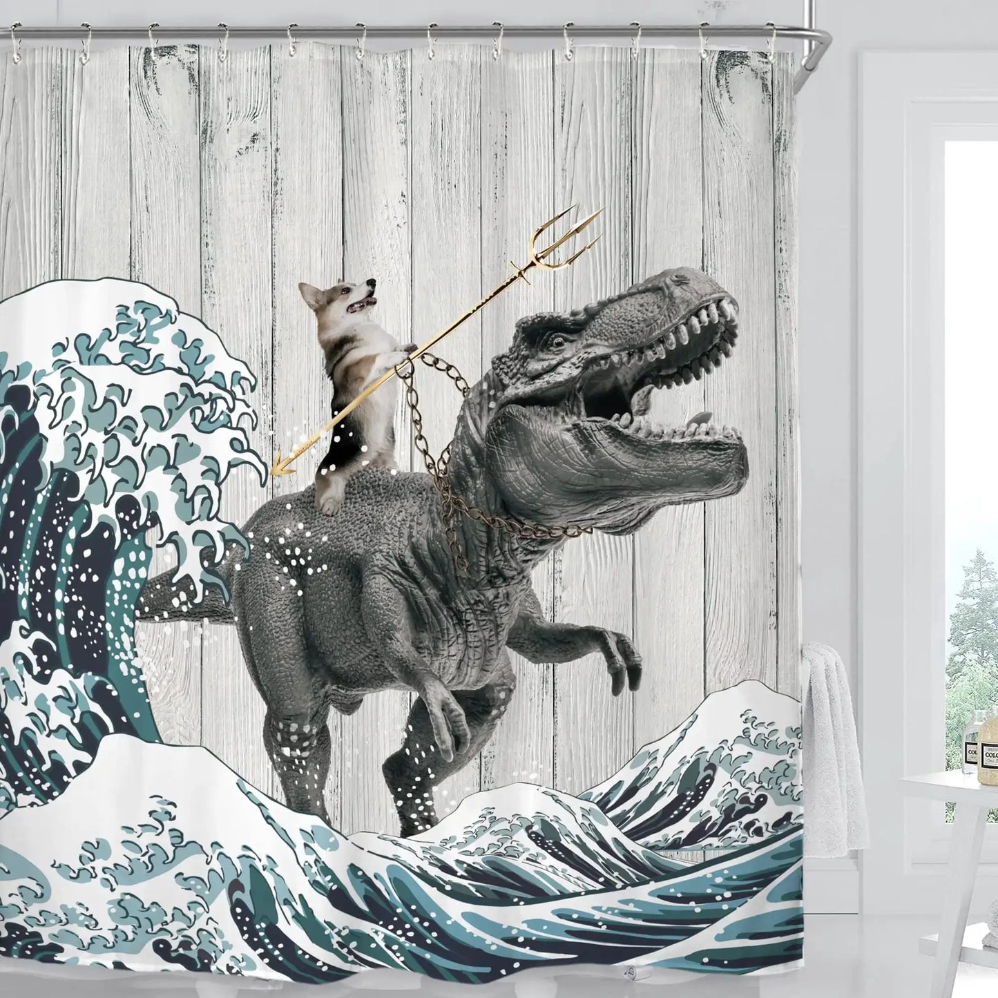 Funny Dog Shower Curtain Set Bathroom Bulldog Labrador Vintage Retro Hilarious Animal Waterproof Bathroom Curtain with 12 Hooks from PriceLows™