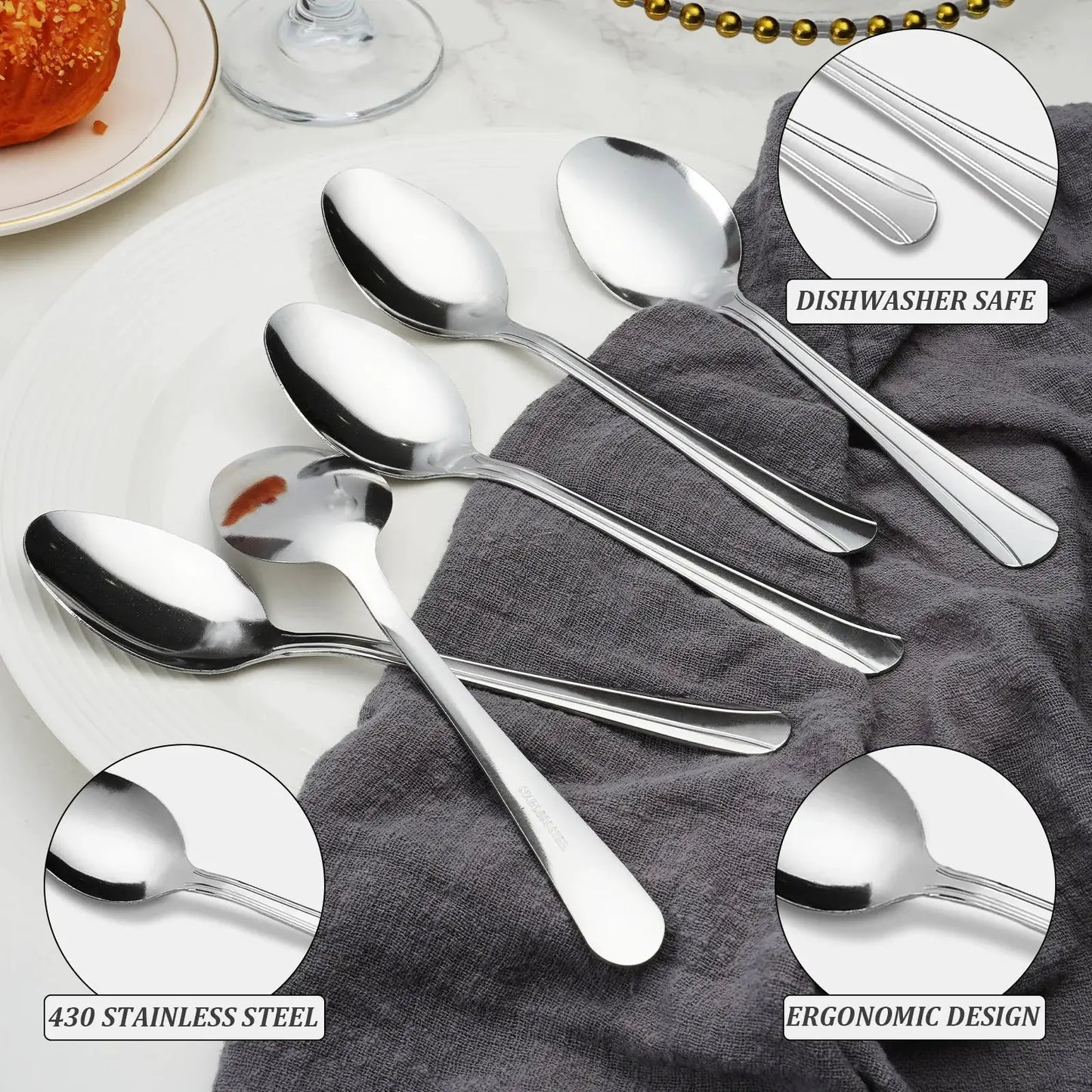 KOOMADE 16/36/60Pcs Stainless Steel Flatware Set, Mirror Polished Knives Forks Spoons, Dishwasher Safe for Home Holiday Dinner Gift from PriceLows™
