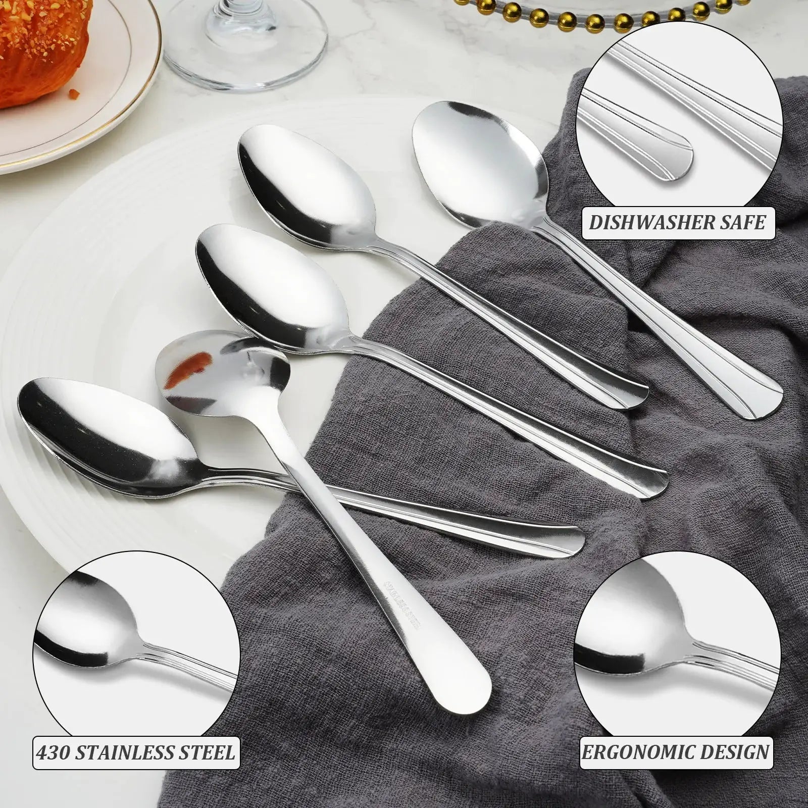 KOOMADE 16/36/60Pcs Stainless Steel Flatware Set, Mirror Polished Knives Forks Spoons, Dishwasher Safe for Home Holiday Dinner Gift from PriceLows™