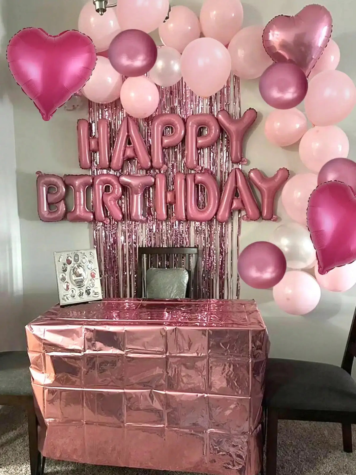 Pink Birthday Balloon Set | 49 Piece | 16 Inch | Heart And Round Shapes