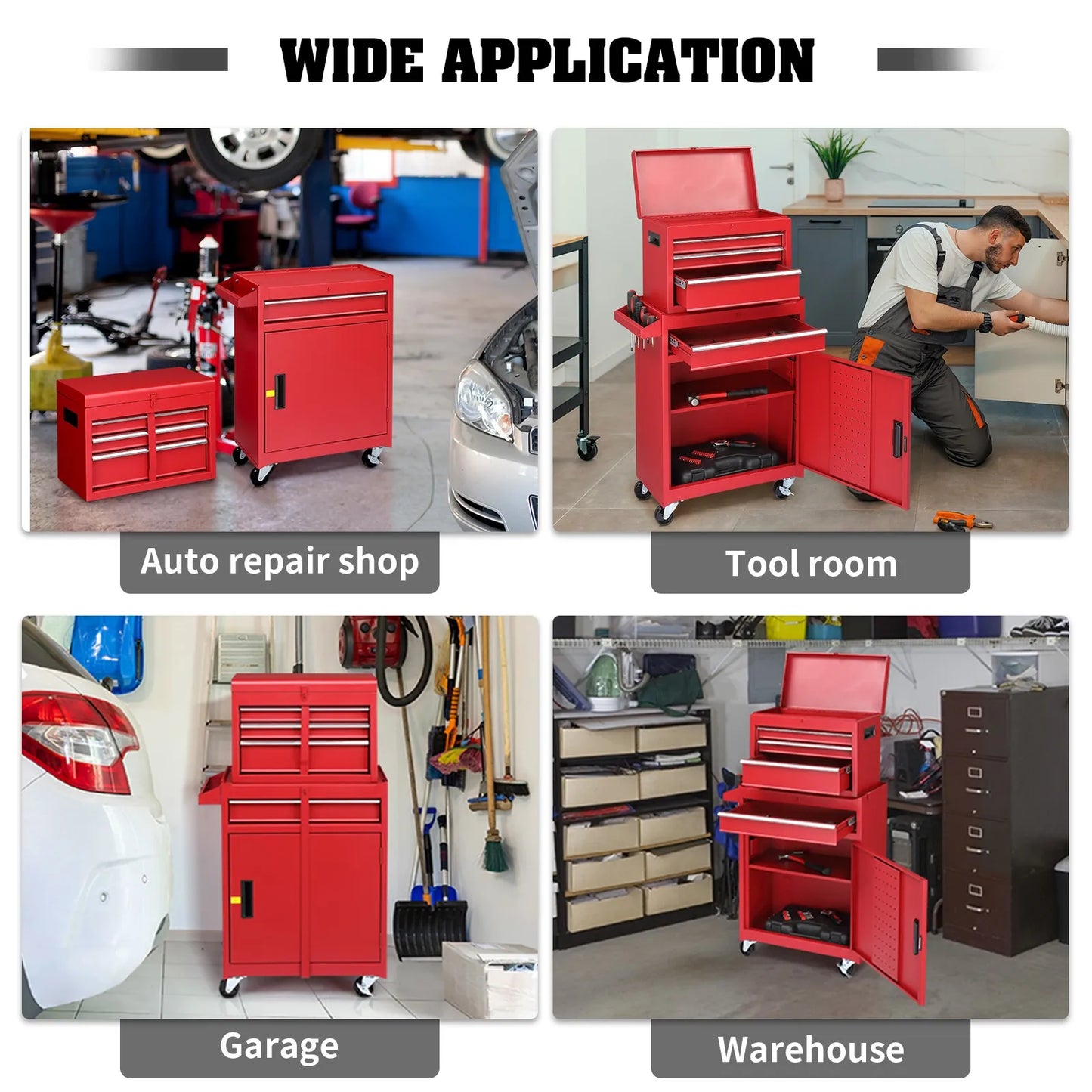 4 Drawers Rolling Tool Chest with Drawer & Handle Tool Organizer Cabinet from PriceLows™