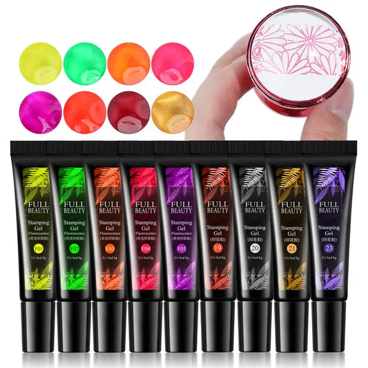 5/6pcs Fluorescent Stamping Plates Gel Nail Polish Manicure Set Hybrid Lacquer Gel For Nails Art Template Printing Accessories from PriceLows™