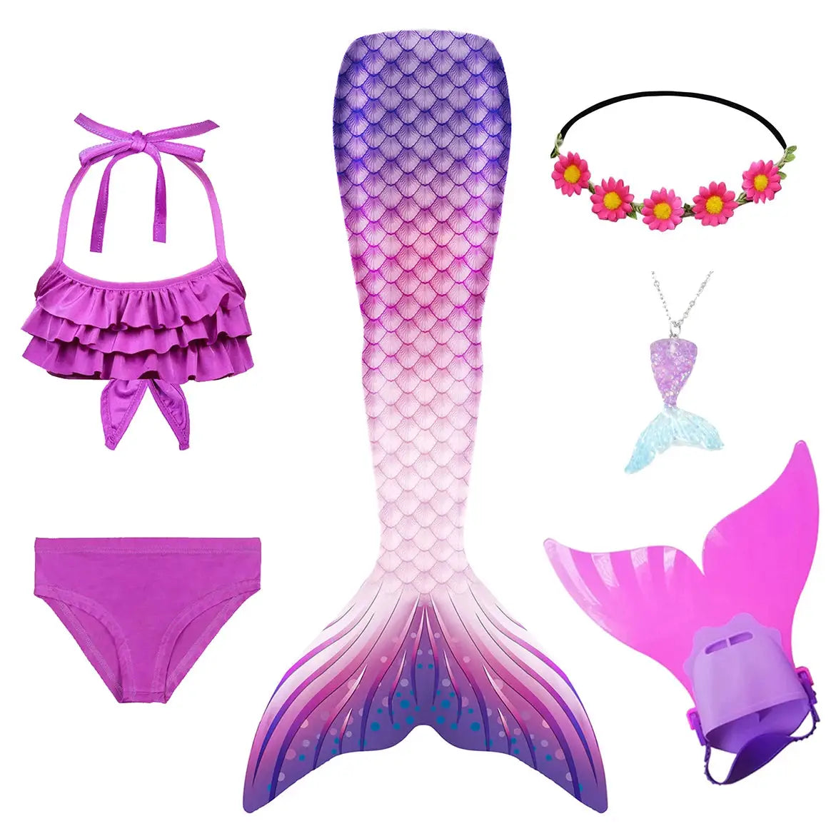 Mermaid Costume for Girl Mermaid Tail for Swimming Can Add Monofin Fin Girls Ariel Mermaid Costumes Cosplay Birthday Gift from PriceLows™