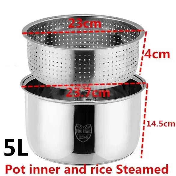 Rice Cooker Inner Pot | 304 Stainless Steel | Nonstick | Universal Fit