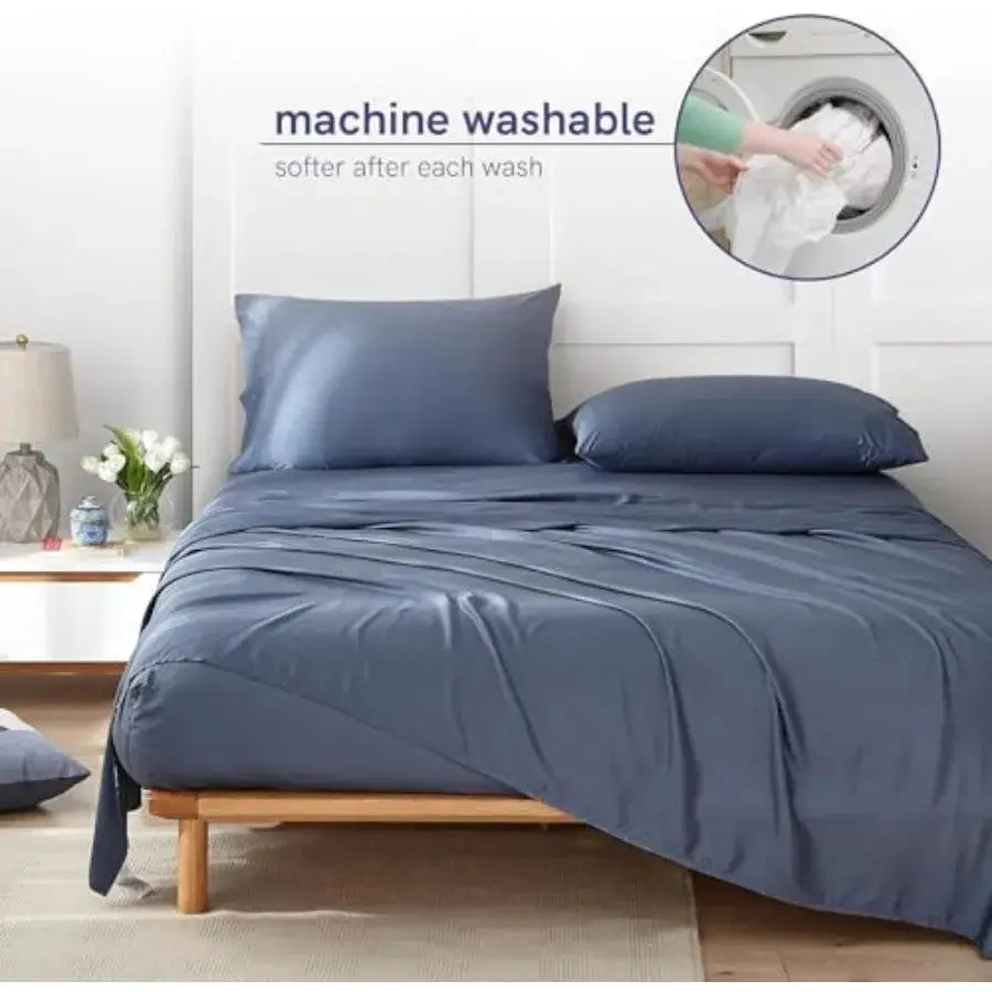Cooling Bed Sheet Set with 100 Percent Rayon Derived from Bamboo, 500TC Fabric with 2 Pillowcases and Flat Sheet, Deep Pocket F from PriceLows™