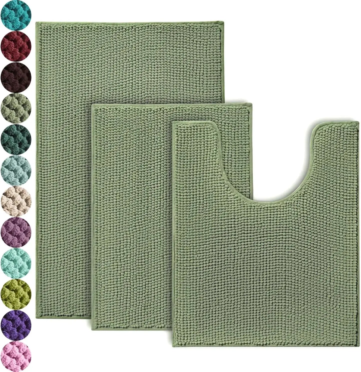 Bathroom Rugs Sets 3 Piece, Non-Slip Chenille Bath Rug - Ultra Soft, Washable, Super Absorbent Bath Mat for Bathroom, To from PriceLows™