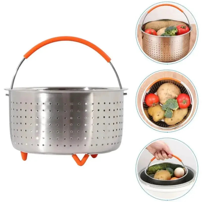 Stainless Steel Steamer Basket | 2-4L | Silicone Handle | Instant Pot
