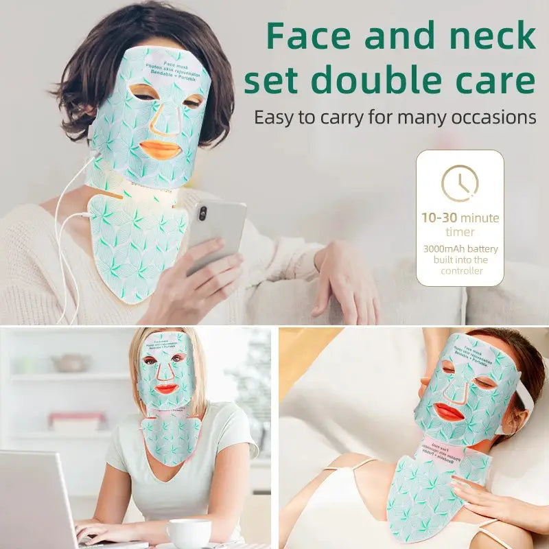 7 Colors + Infrared LED Face Mask and Neck Red Light Therapy Anti Aging Wrinkle Acne Pore Oil Control Skin Tighten Whiten from PriceLows™