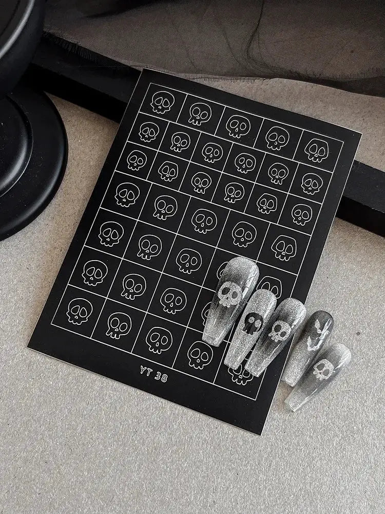 Jelly Halloween Skeleton Stickers Nail Art Cool Evil dark style decorative Nails Sticker DIY Trendy Manicure Ornaments Supplier from PriceLows™