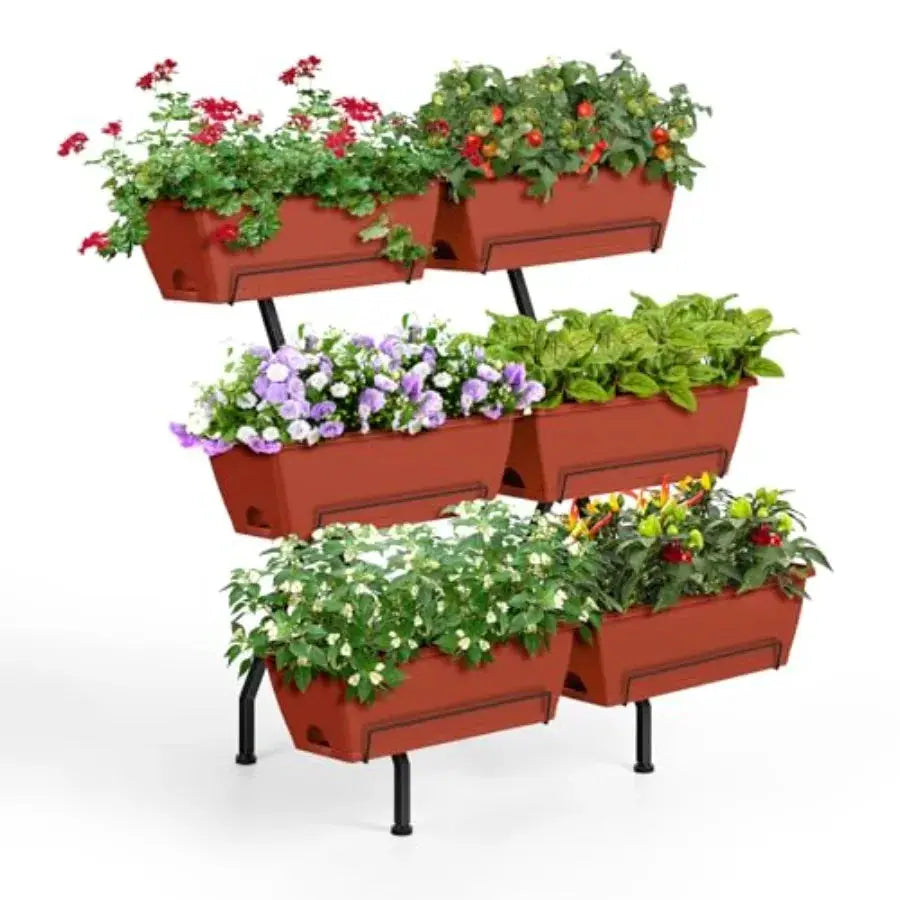 2 Column Vertical Raised Garden Beds 6 Planter Boxes Standing Garden Bed Outdoor/Indoor Herb Garden Tie Planter with Drainage H from PriceLows™
