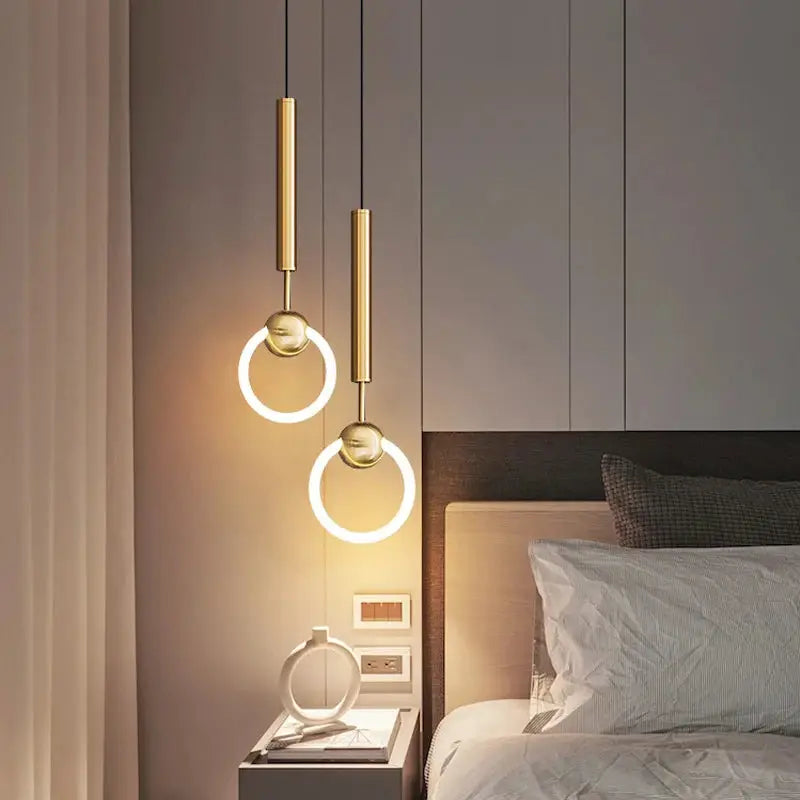 LED Pendant Light | Gold Ring Structure | Modern Minimalist Curve