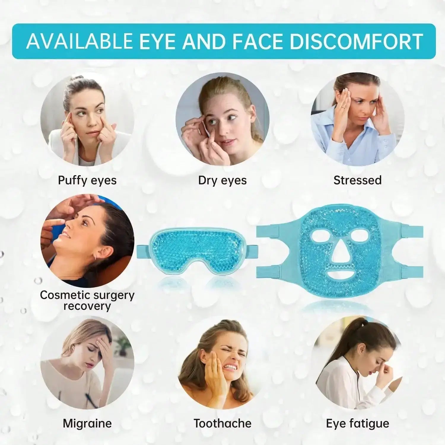 Gel Cooling Ice Face Eye Mask Facial Mask Hot Cold Compress Pack Gel Beads Cold Face Eye Mask Ice Pack,Compress Sleeping FaceSPA from PriceLows™