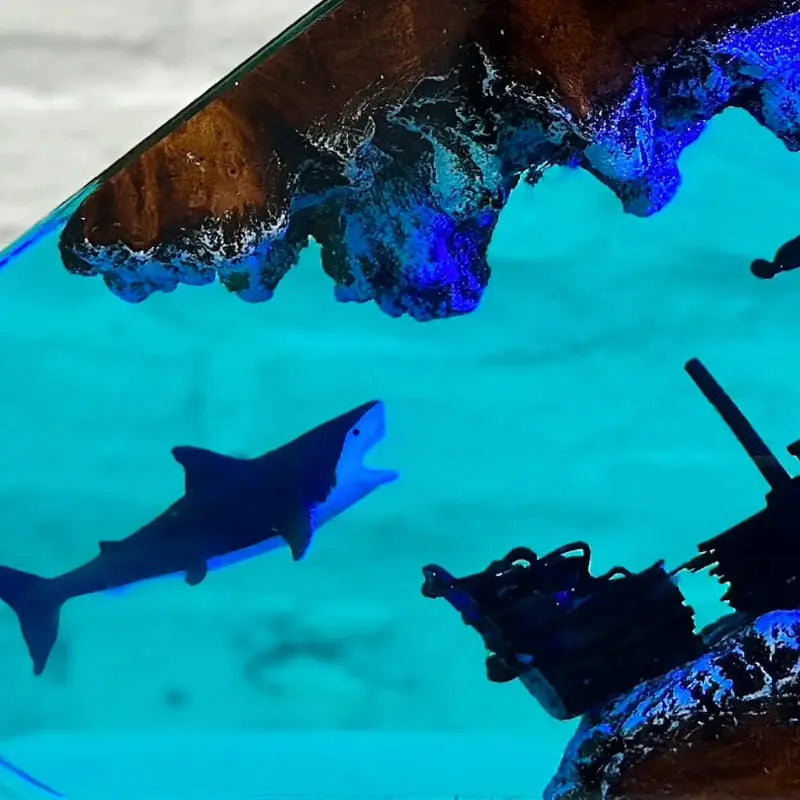 Seabed World Organism Resin Table Light Creactive Art Decoration Lamp Shark Sunken Ship Theme Night Light USB Charge from PriceLows™