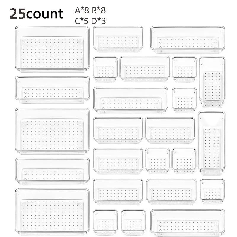 28 PCS Clear Drawer Organizers Set 4-Size Versatile Bathroom and Vanity Drawer Organizer Trays Storage Bins for Bedroom Kitchen from PriceLows™