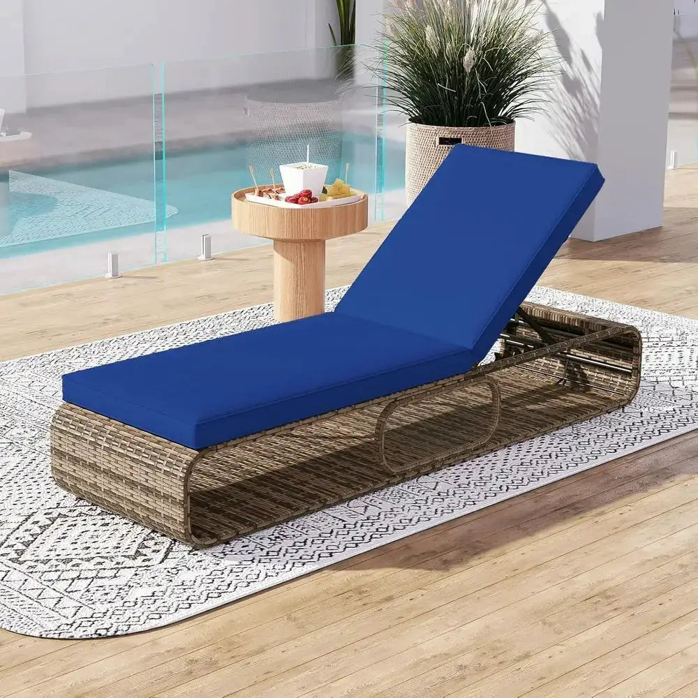 7-Position Reclining Patio Sun Lounger with Cushion, Adjustable Backrest, and Storage, Ideal for Poolside Relaxation (Navy) from PriceLows™