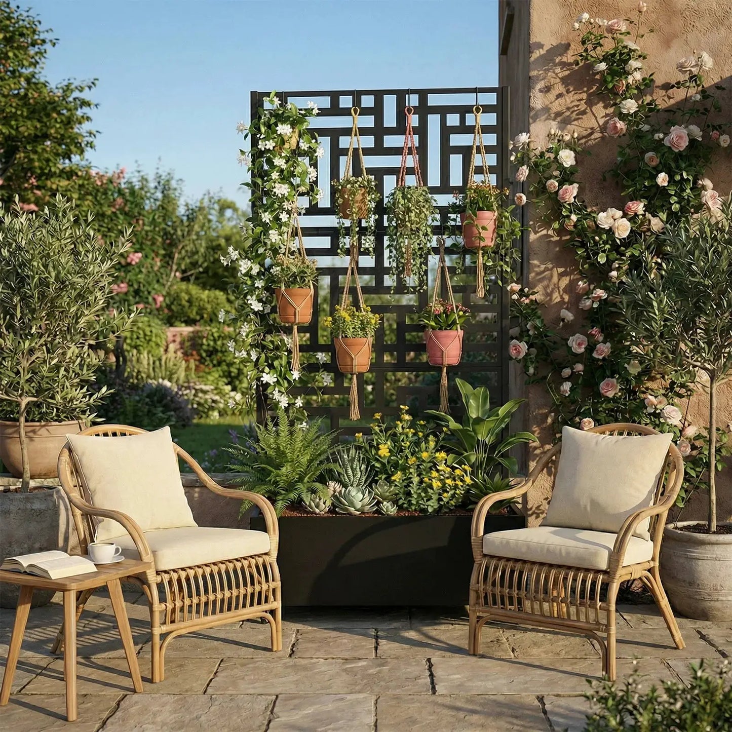 Metal Standing Planter Box with Trellis and Wheels 70.87x35.43x15.75 Inch Raised Box Suitable for Climbing Plants and Vegetables from PriceLows™