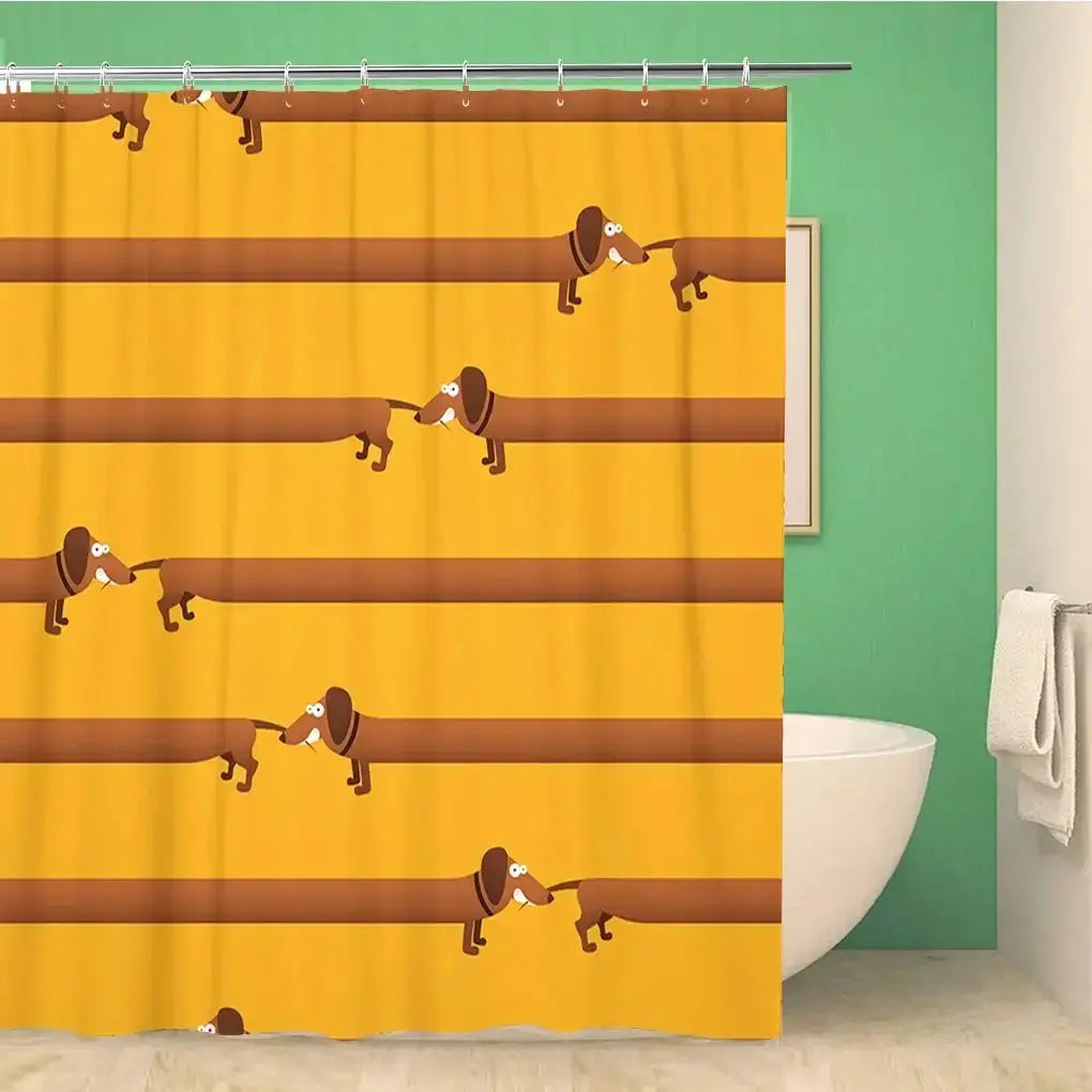 Funny Sausage Dog Dachshund Shower Curtains for Bathroom, Cartoon Dogs Bath Curtains with Cute Animals Waterproof Machine Wash from PriceLows™