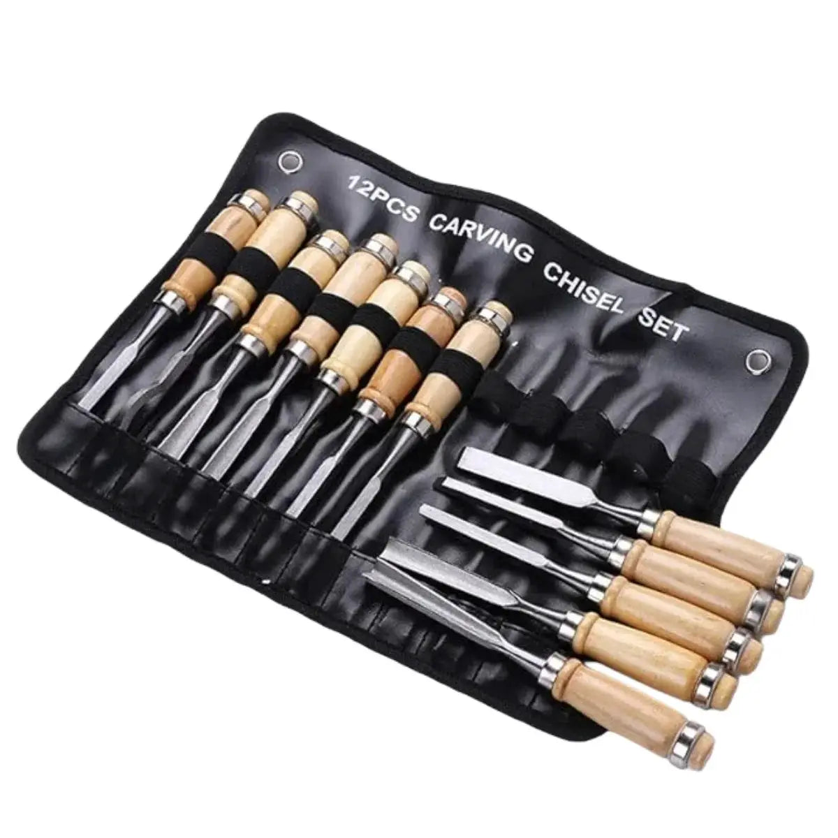 12Pcs Wooden Carving Chisel Set, Woodworking Tools Set with Pouch, Full Size Knife Gouge Kit for Carving Projects Consruction An from PriceLows™