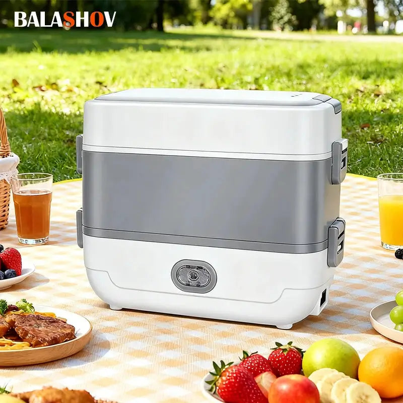 Multifunctional Electric Lunch Box Food Heater, Portable Leakproof Food Warmer Heater for Travel, Car and Home with 2 Layers from PriceLows™