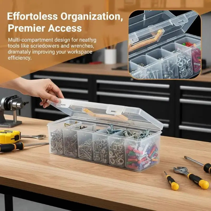 Multi Compartment Hardware Tool Storage Box Transparent Organizer with Strong Latches for Home DIY Hand Tool Storage from PriceLows™