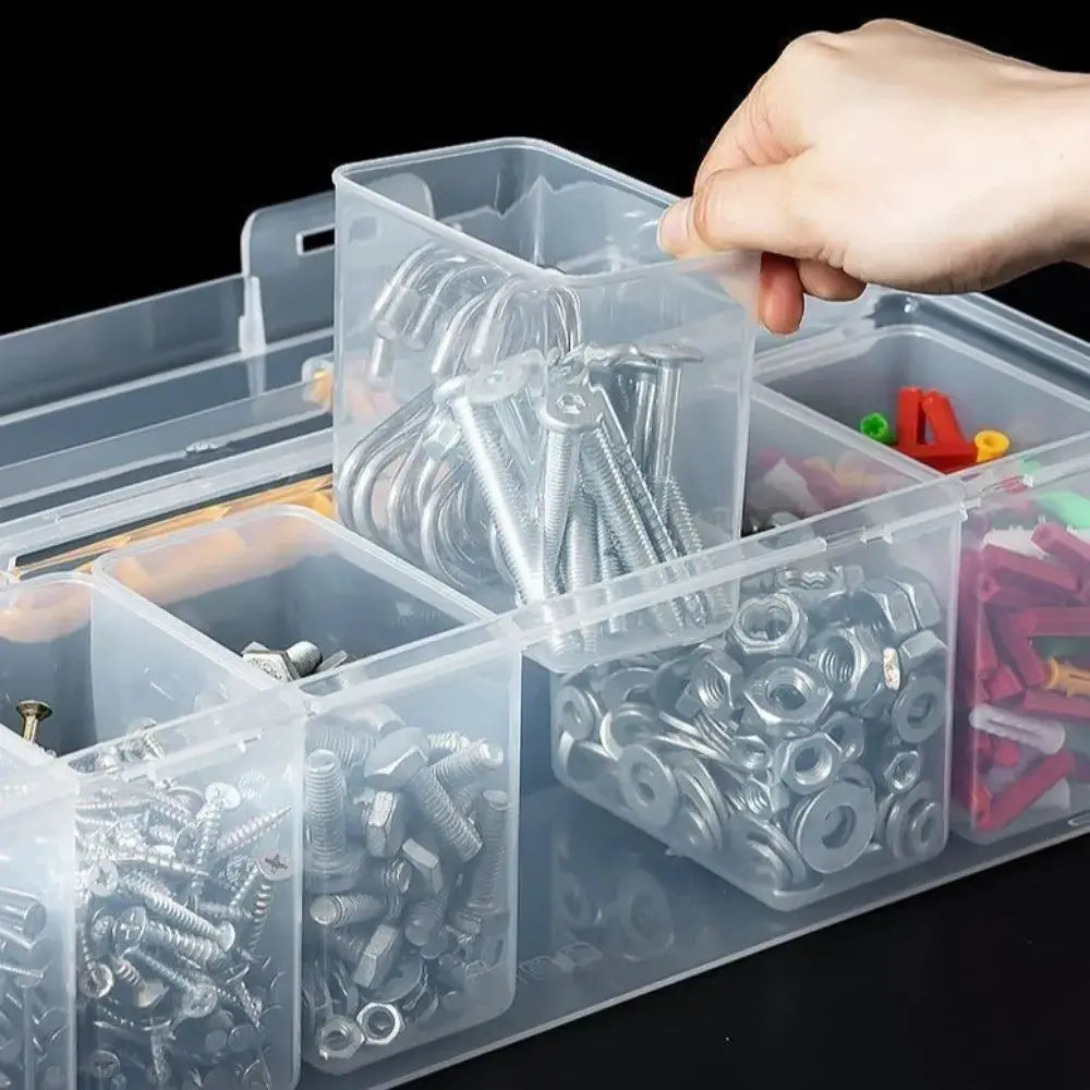7pcs Multi-Compartment Tool Parts Storage Box Set Wear Resistant 6 Small Boxes 1 Large Box Transparent Portable Tool Organizer from PriceLows™
