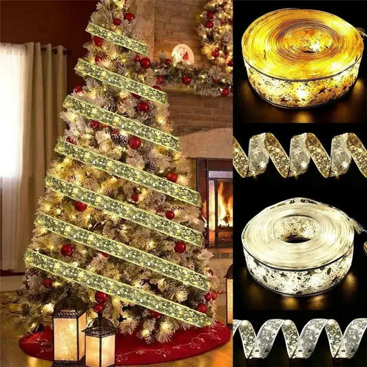 Indoor String Lights Battery Operated Christmas Ribbon with Lights Christmas Tree Accessories Decoration for Christmas New Year from PriceLows™