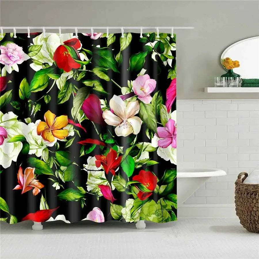 3D Flower Plum Blossom Lotus Lavender Rose Shower Curtains Bathroom Curtain Frabic Waterproof Polyester Bath Curtain with Hooks from PriceLows™