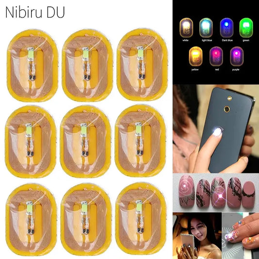 5pcs NFC Flash Nail Sticker LED Bare Chip Intelligent Luminous Nail Lamp Glow in the Dark Nail Stickers Enhancement Manicure from PriceLows™