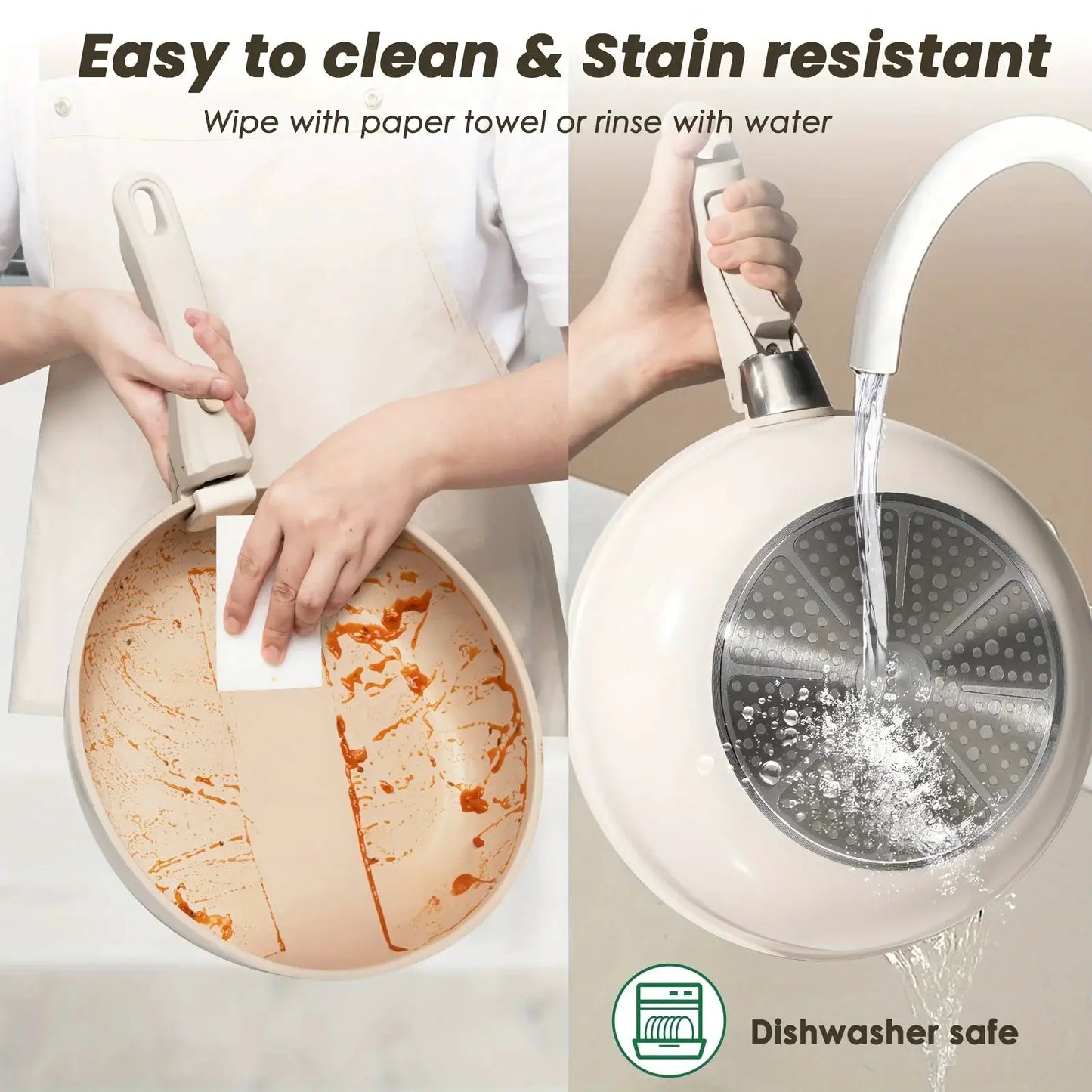 22pcs Pots And Pans Set, Non-stick Ceramic Cookware Set With Removable Handles. Space-saving, For Ovens, Dishwashers, Induction from PriceLows™