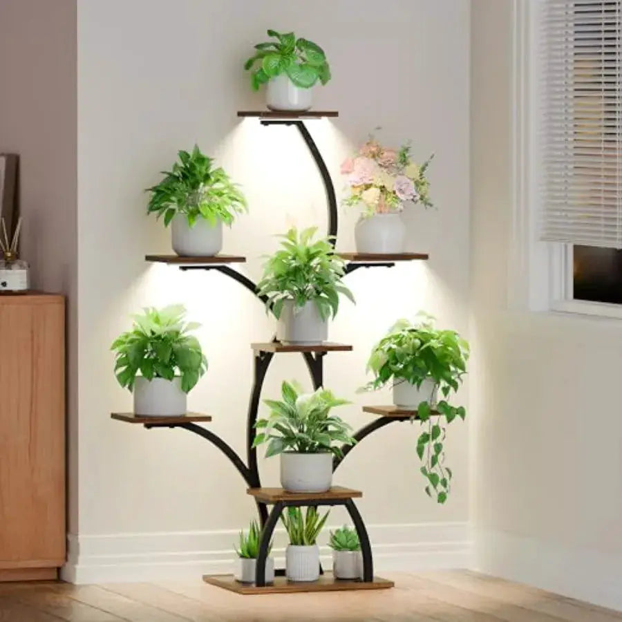 Plant Stand Indoor with Grow Lights 6 Tiered Plant Shelf Indoor 50" Corner Plant Stands for Indoor Plants Lighted Tree-Shaped P from PriceLows™