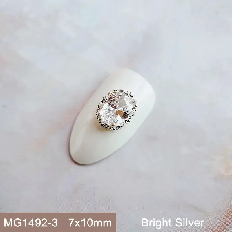 10pcs Pink Black Blue Oval Drop Round Zircon Bright Silver Nails Jewelry Decorations Nail Art Accessories Charms Parts Supplies from PriceLows™