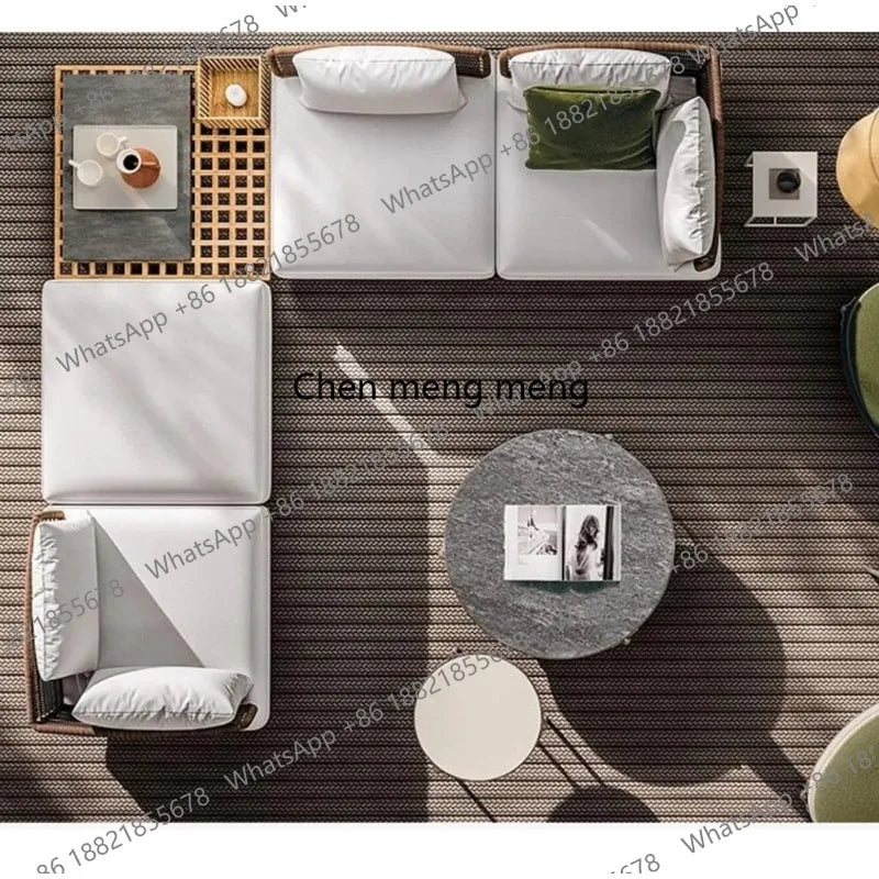 Japanese Style Teak Garden Sofa | Modern Outdoor Furniture | Sponge Cushions
