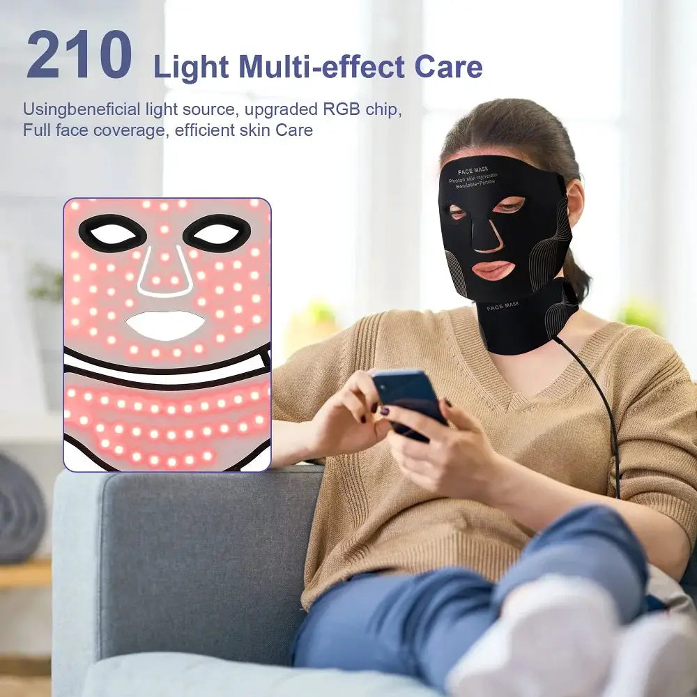 Face Neck Silicone LED Mask 7 Colors LED Light Photon Red Light Therapy Flexible Soft Mask Skin Tighten Repair Skin Facial Mask from PriceLows™