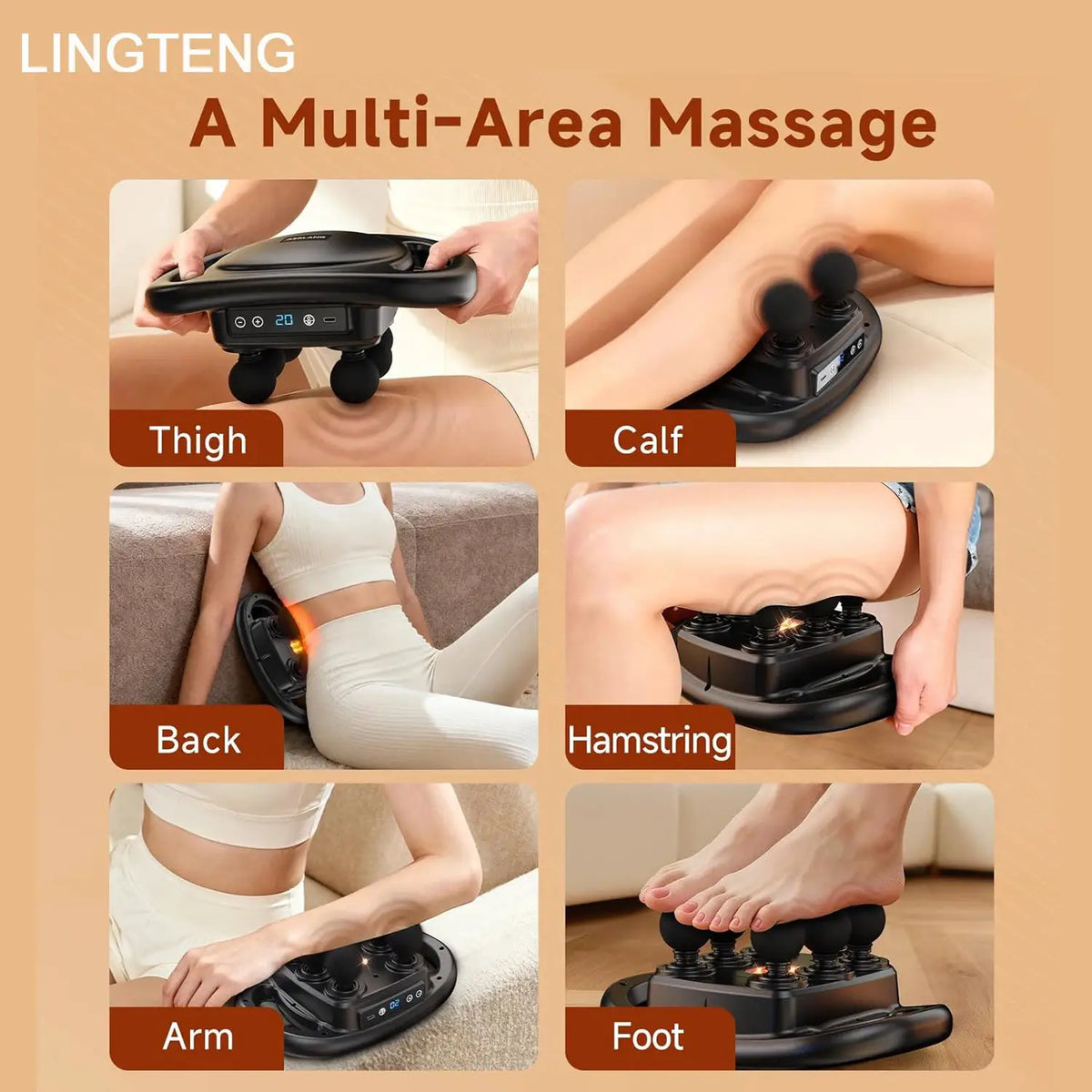 Massage Gun | 6 Massage Heads | 9 Speed Settings | Handheld Percussion Massager