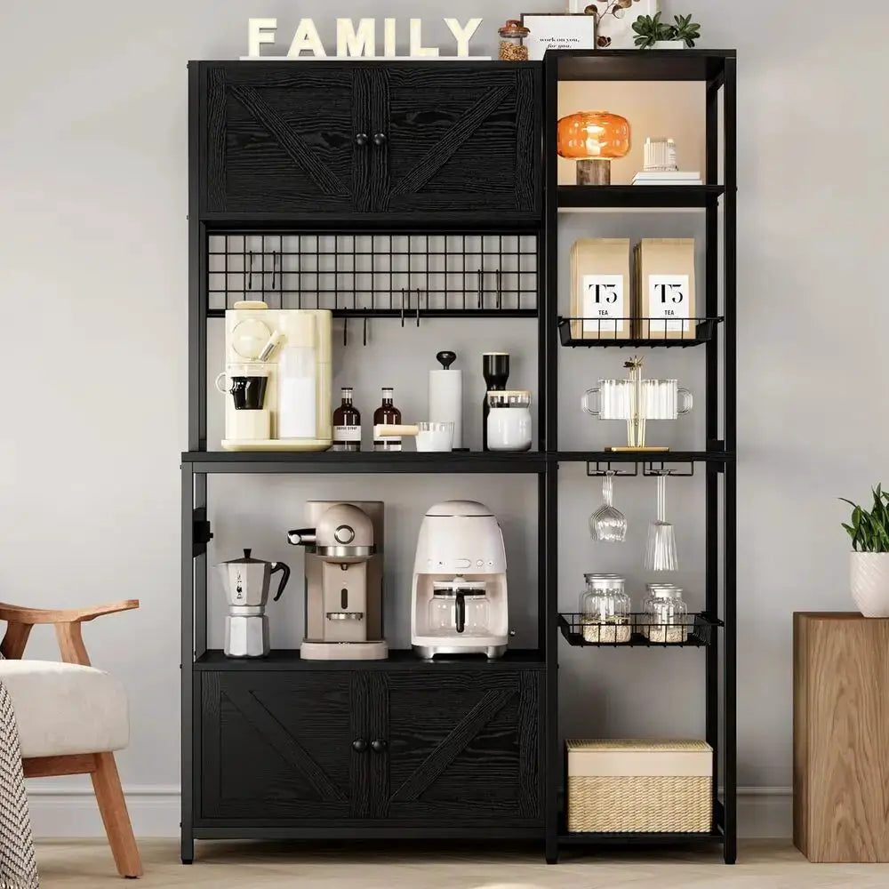 IRONCK Bakers Rack with 2 Storage Cabinets and Power Outlet, 45.3 Inch Kitchen Microwave Stand with Storage, Coffee Bar Cabinet from PriceLows™
