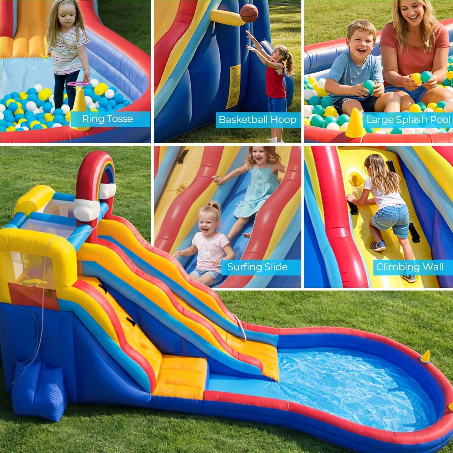 Commerci 6.1m Inflatable Bounce House Water Slide With 680W Blower for Kids and Adults Children's Playground from PriceLows™