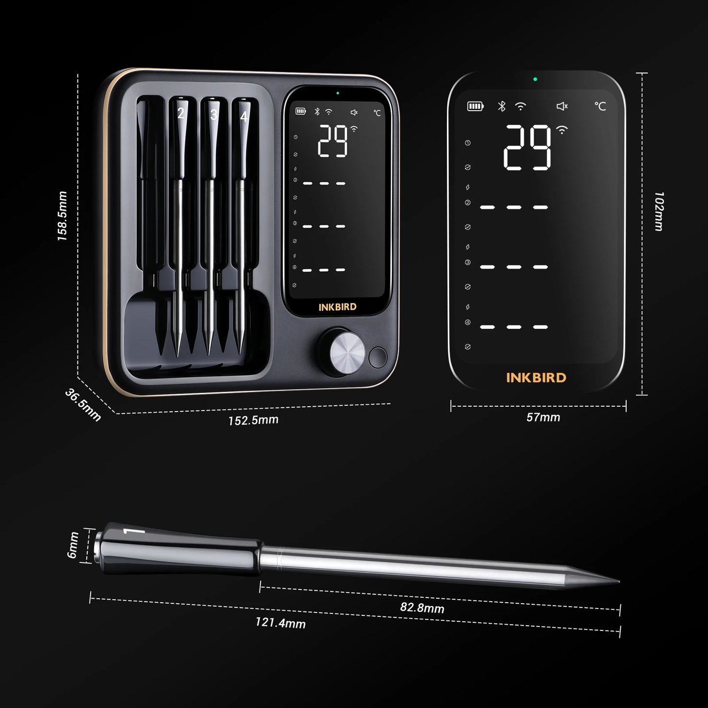 Wireless Meat Thermometer | Truly Wireless | 300Ft Bluetooth Range | Beef Turkey