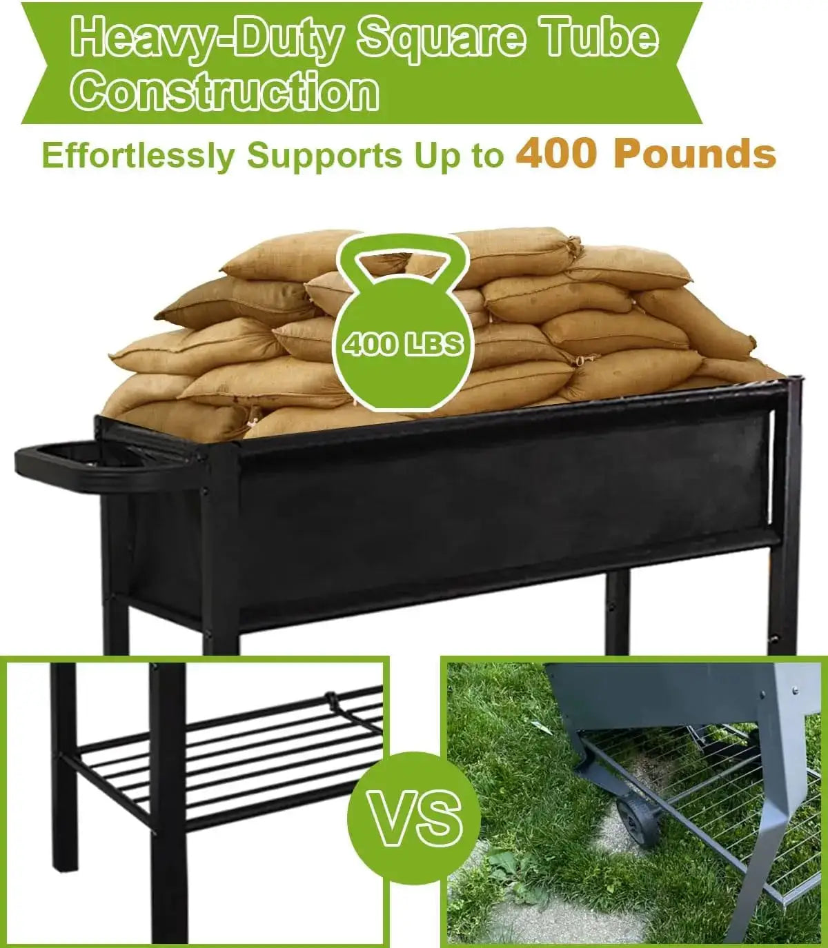 Elevated Garden Bed with Wheels for Outdoor Plants, Standing Planter Box Cart for Vegetables Flowers Herbs Patio, Black from PriceLows™