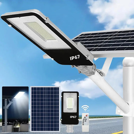 Solar Light High-Power 6500K LED Dusk to Dawn Waterproof LED Solar Street Light Backyard Street Lamps Security Flood Lighting from PriceLows™