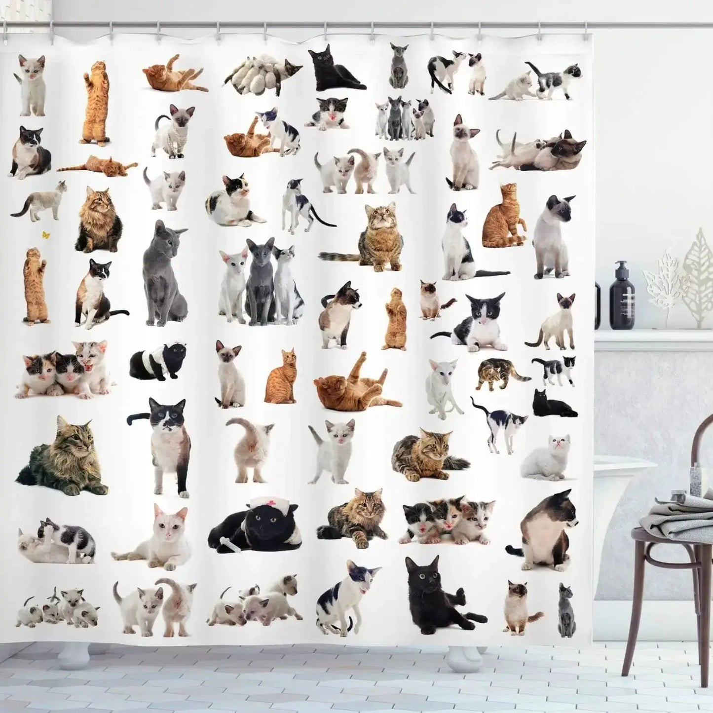 Cartoon Cute Animal Shower Curtain Cat Dog Anime Printed Bathroom Decor 3D Waterproof Bath Fabric Home Curtains For Children from PriceLows™
