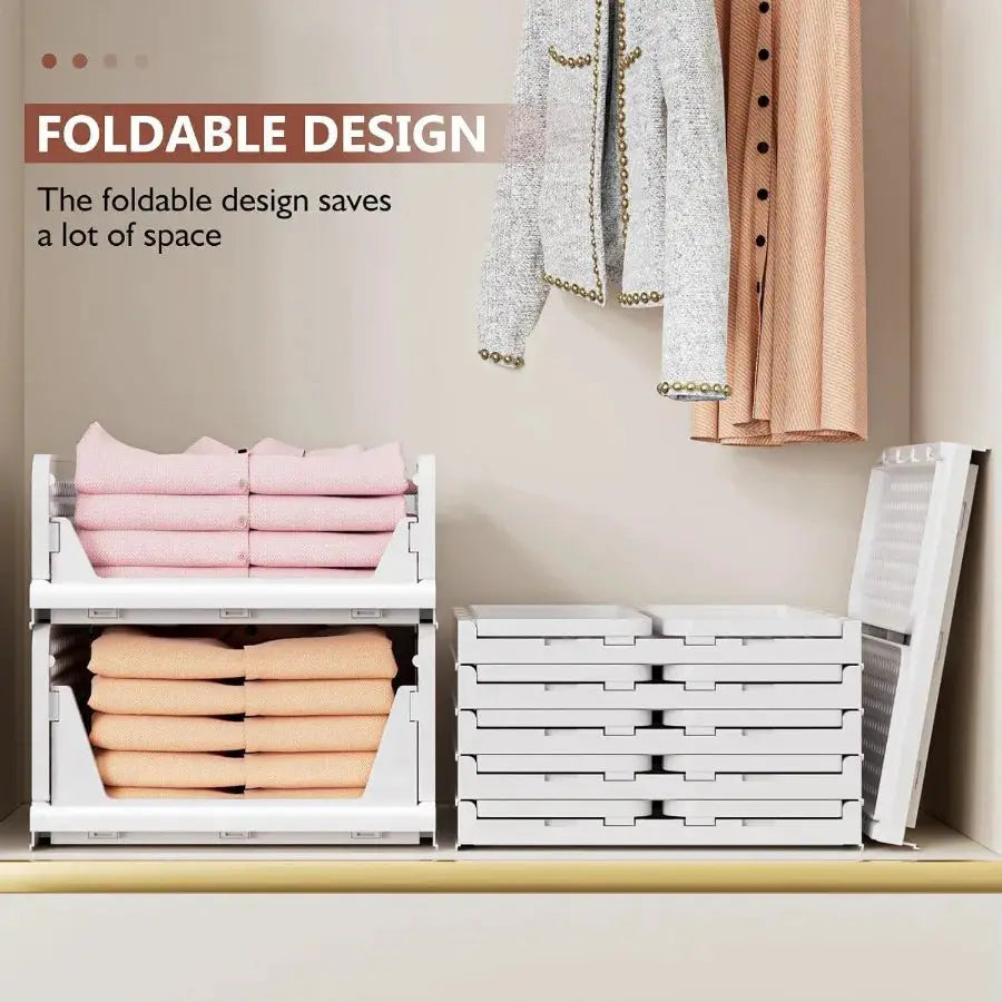 5 Pack Closet Organizers Storage Box Closet Storage Stackable Storage Bins Plastic Drawer Basket for Wardrobe Cupboard Kitchen from PriceLows™