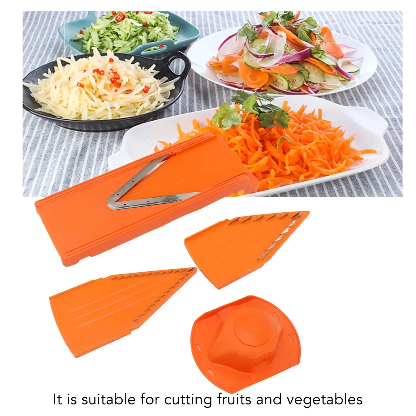 V Blade Mandoline Cutter | Stainless Steel | Hand Guard | Julienne Thick Cut