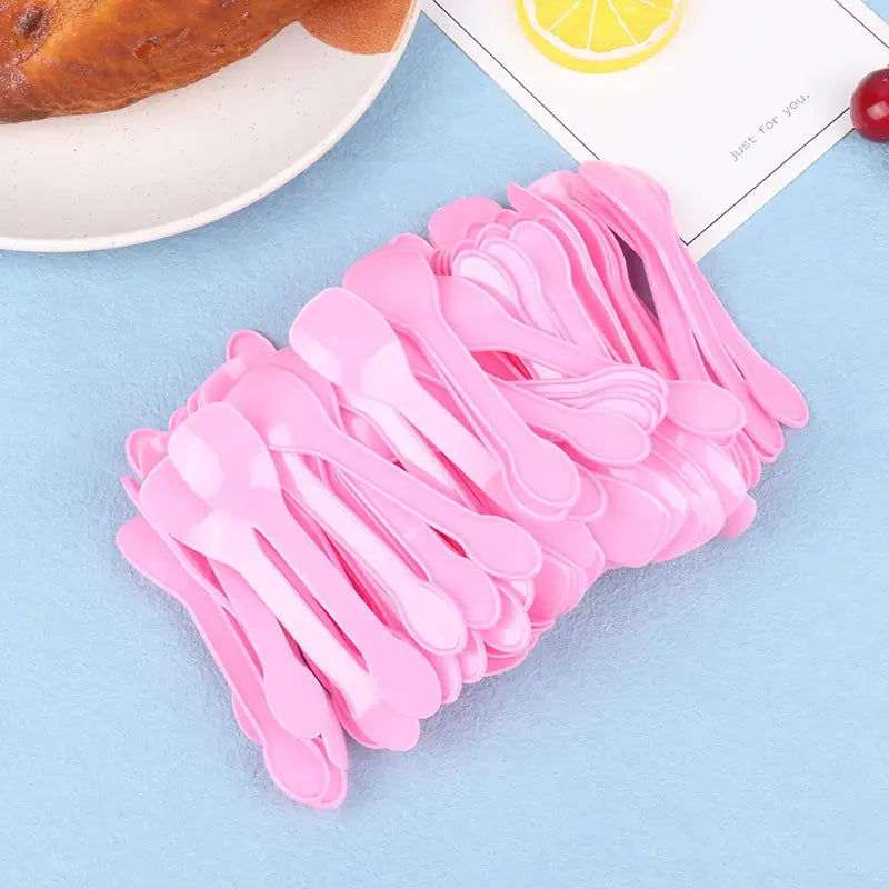 100Pcs Mini Plastic Spoons Flatware Spoons For Jelly Ice Cream Dessert Appetizer Plastic Spoon For Party Supplies from PriceLows™