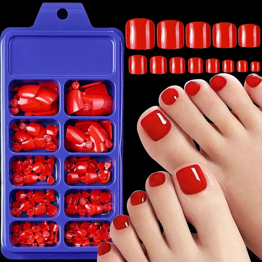 False Toenails | 120 Piece Set | French Style | Size M