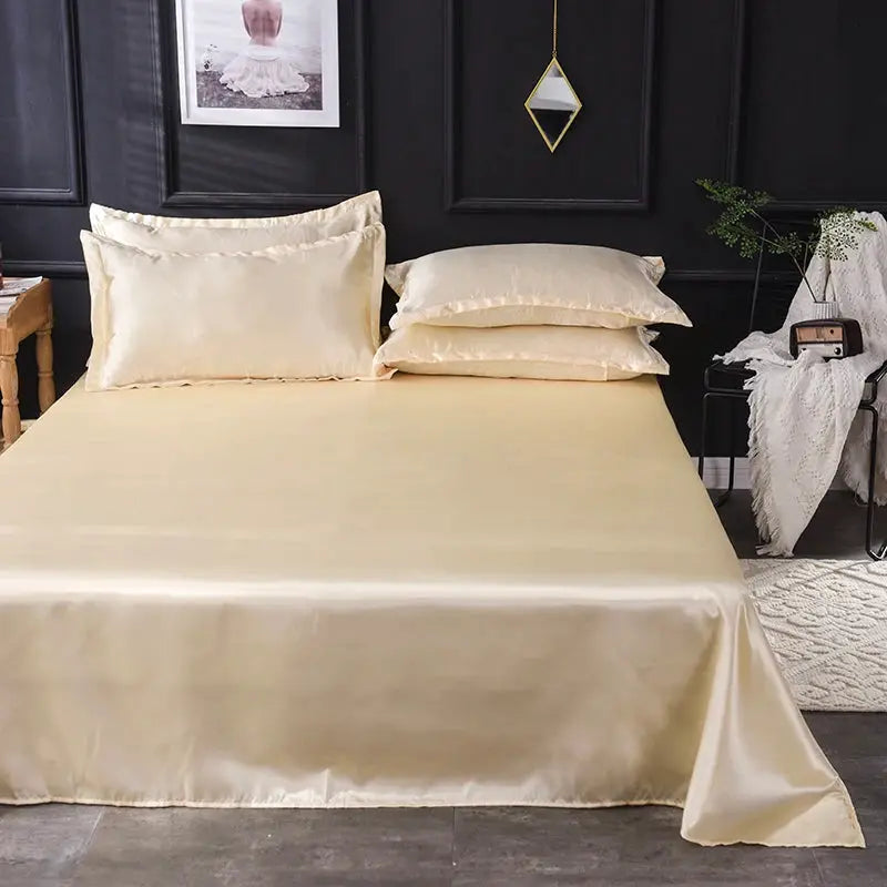 Satin Bed Sheets | Soft Weave | Solid Color | Twin Set