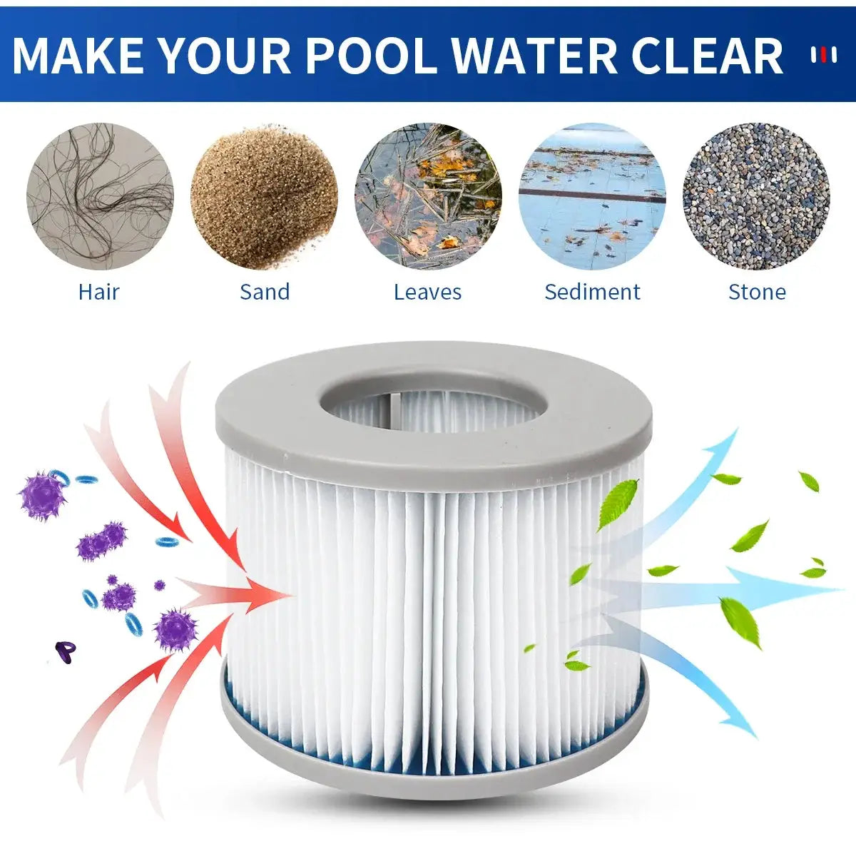 2-6pcs for MSPA Inflatable Hot Tub Spa Bath Water Filter Cartridge Pump Replacement Kit M-spa Swimming Friendly Swimming Pool from PriceLows™
