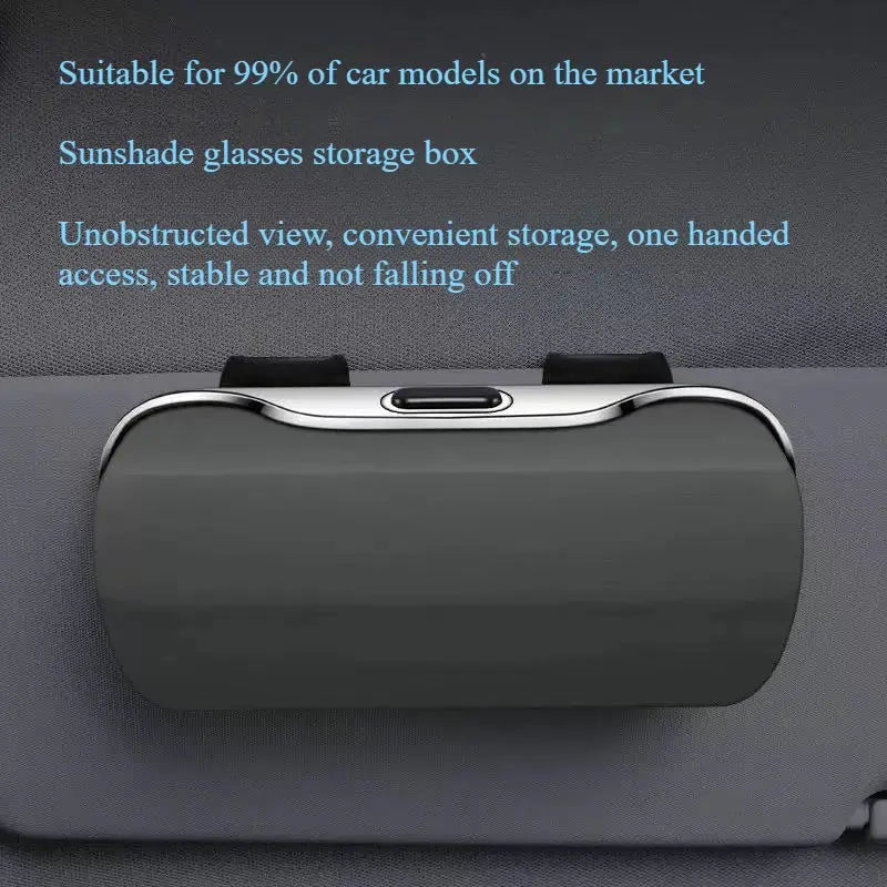 Lcars Push-Type Car Glasses Case, Sun Visor Glasses Holder, Built-In Soft Cloth Anti-Scratch and Shock-Proof Glasses Storage Box from PriceLows™