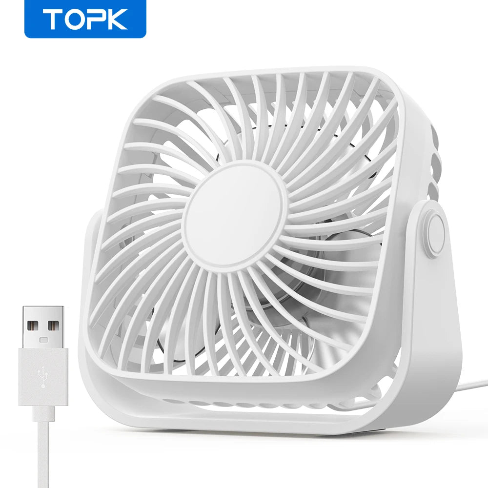 USB Mini Portable Fan | 4 Inch | 3 Speeds | 360 Degree Adjustable